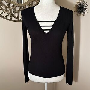 Express Black Ribbed Knit Top